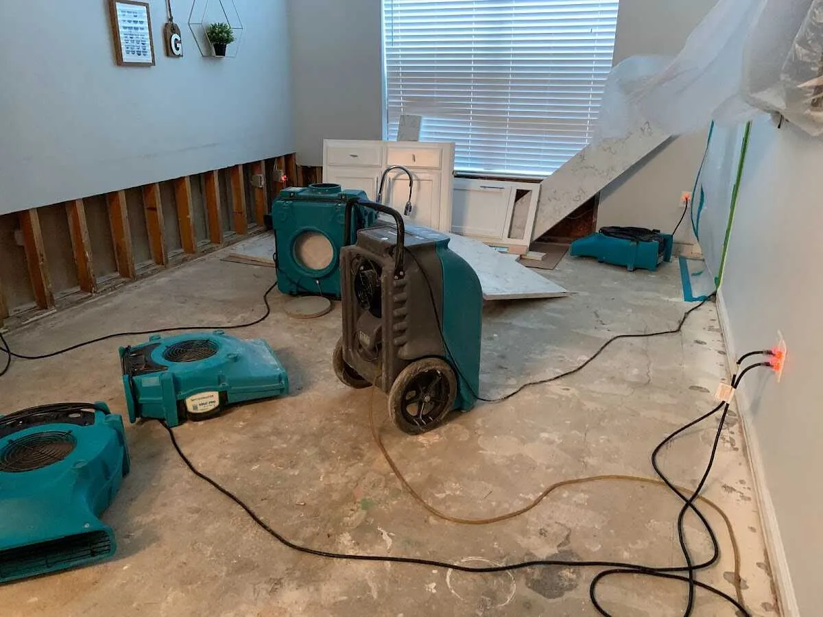 Dehumidifier in flood-cut room for Water Damage Restoration in Williamstown